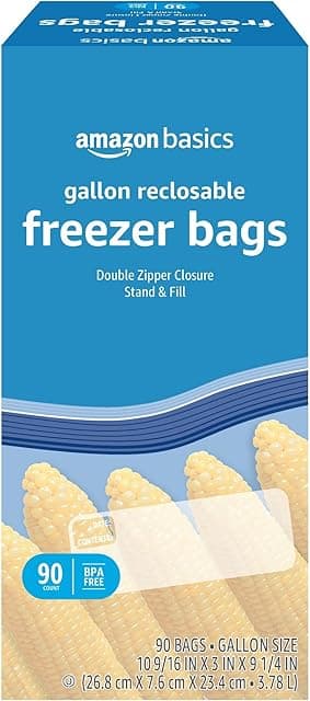Reclosable Freezer Gallon Size Bags with Double Zipper Seal