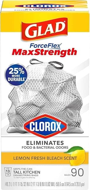 Glad ForceFlex MaxStrength Kitchen Drawstring Bags with Lemon…