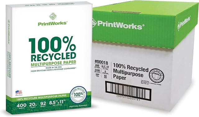 PrintWorks 100% Recycled Printer Paper 8.5 x 11 White - 20 lb…