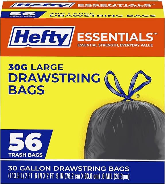 Hefty Essentials Drawstring 30 Gallon Trash Bags