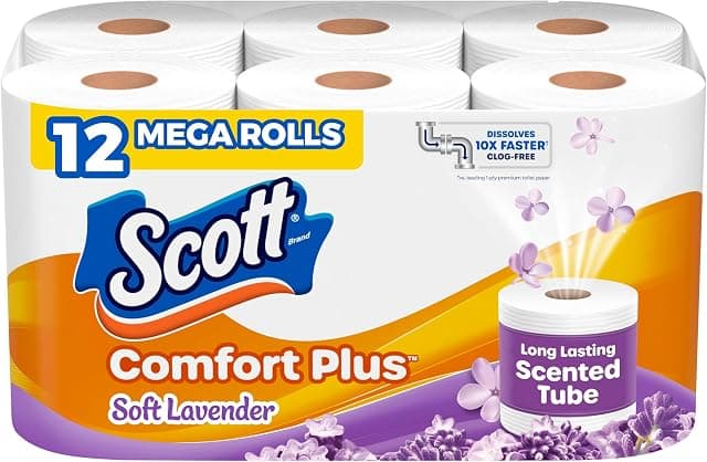 Scott ComfortPlus Toilet Paper with Soft Laven…, 12 Mega Rolls