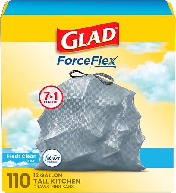 Glad Tall Kitchen Drawstring Trash Bags - Odorshield 13 Gallon…